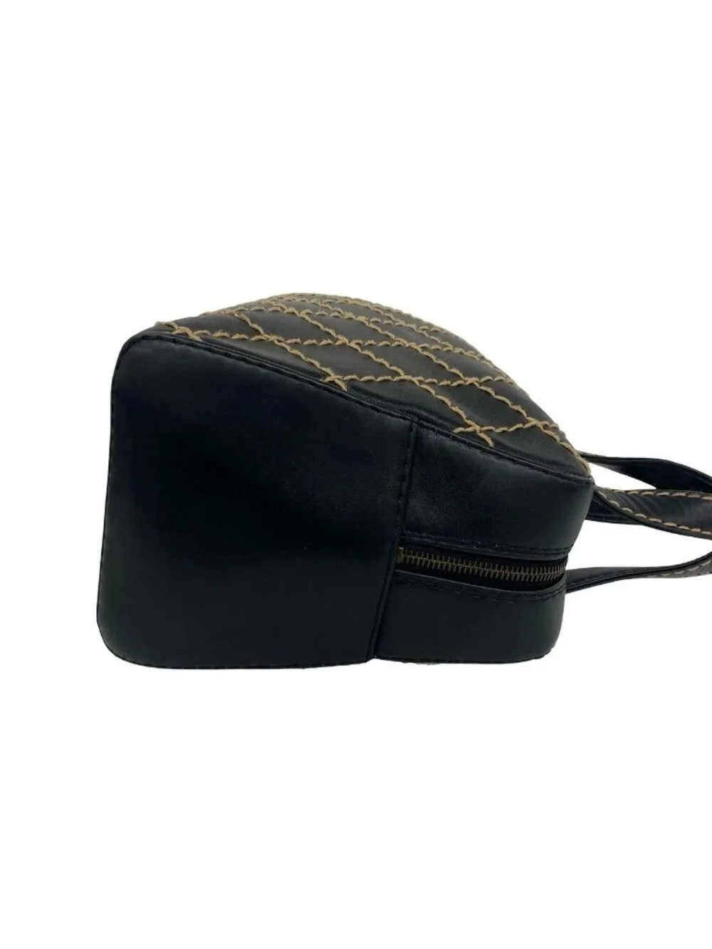 Chanel CC Logo Wild Stitch Lambskin Mini Boston Bag Black